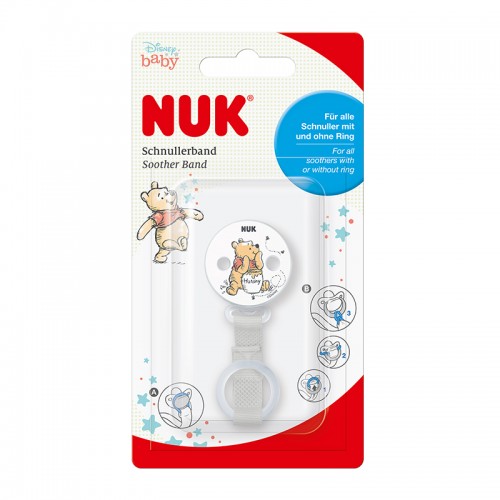 NUK Disney Winnie the Pooh Soother Band for Pacifier with or without Ring | 0 months+ | Pacifier Chain 